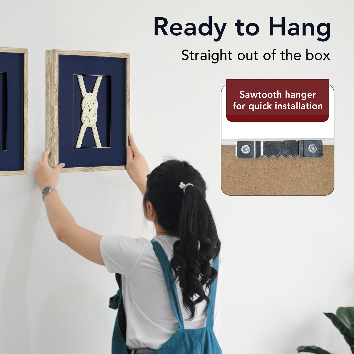 Nautical Rope Knot 3-Piece Framed Wall Art Decor Set - Navy Blue