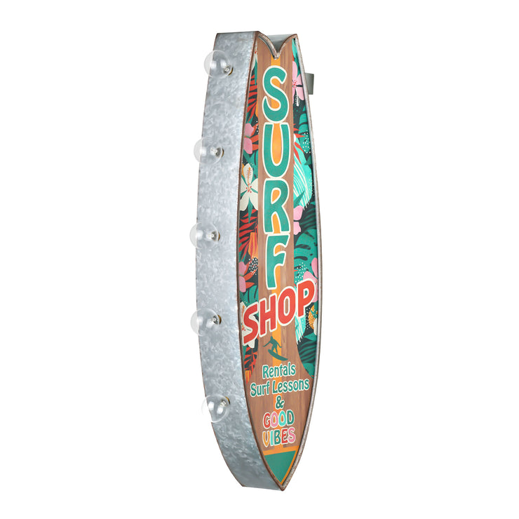 Metal LED Surf Shop Rentals Surf Lessons and Good Vibes Marquee Sign
