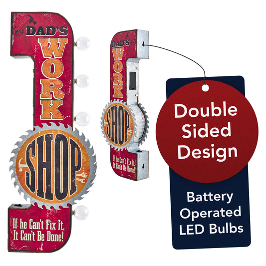 Metal LED Dad's Workshop If he can't fix it Marquee Sign