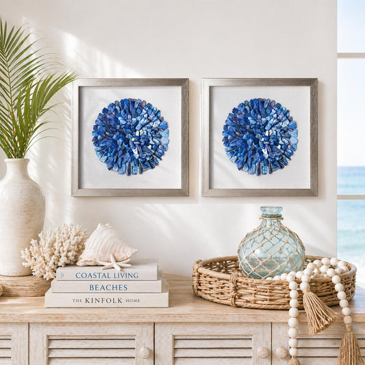 Ocean Blues Framed Seashell Wall Decor