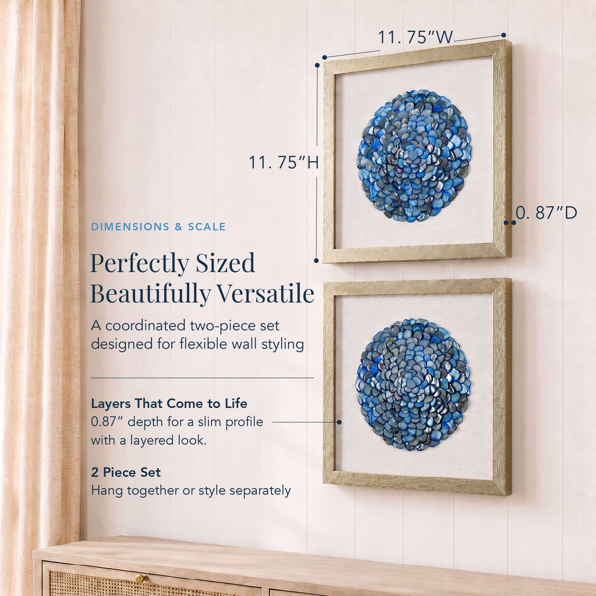 Ocean Blues Framed Seashell Wall Decor