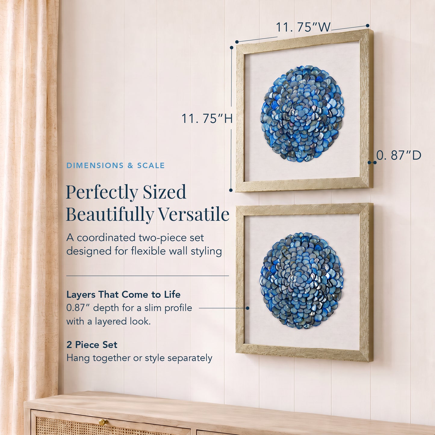 Ocean Blues Framed Seashell Wall Decor