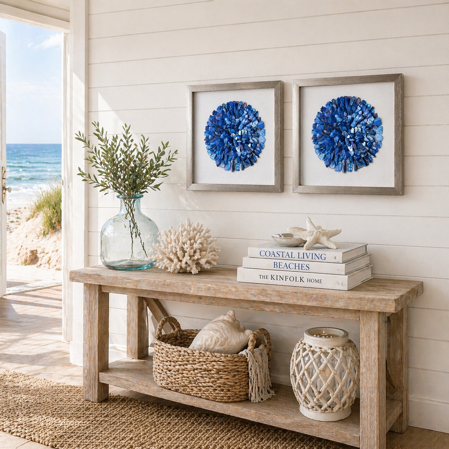 Ocean Blues Framed Seashell Wall Decor
