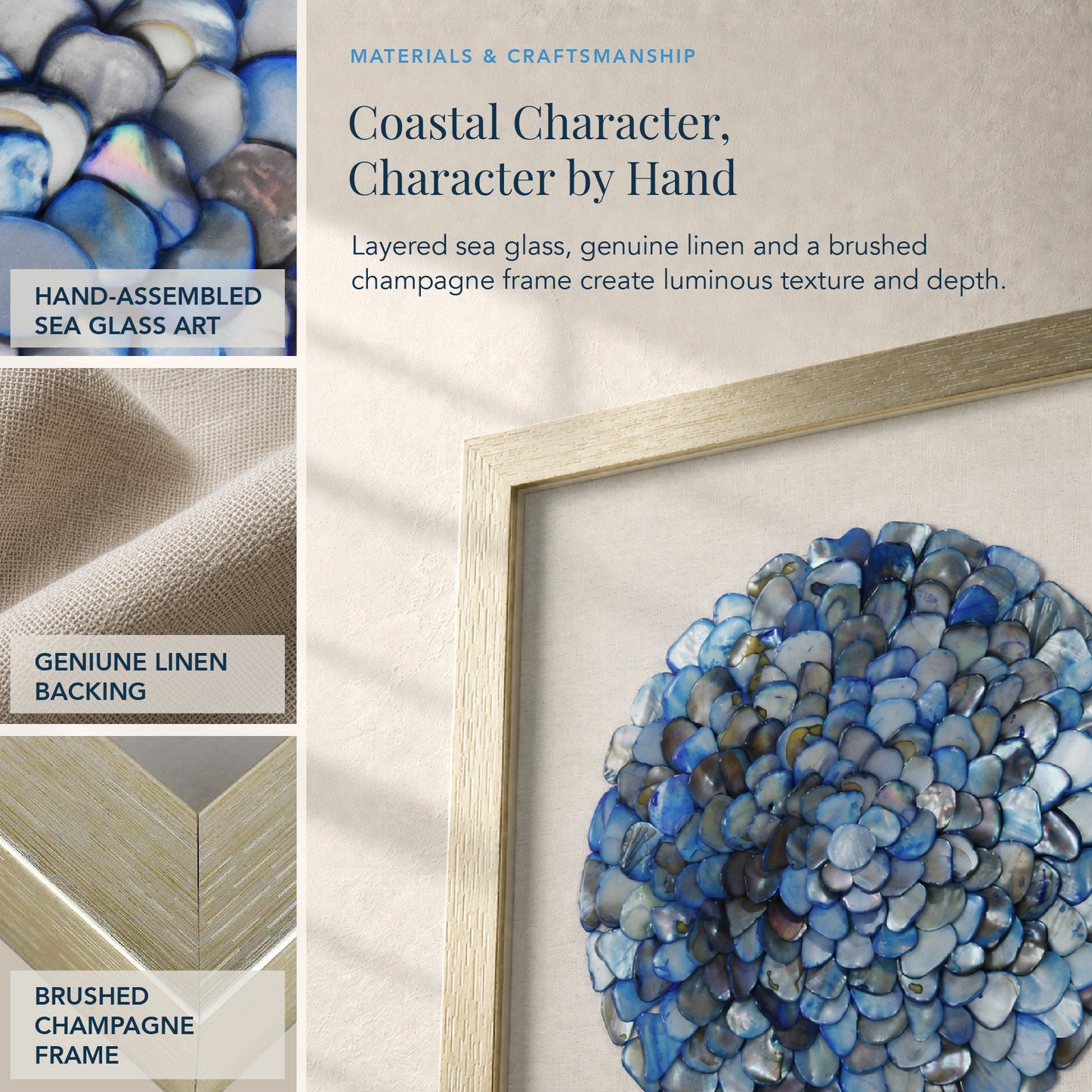 Ocean Blues Framed Seashell Wall Decor