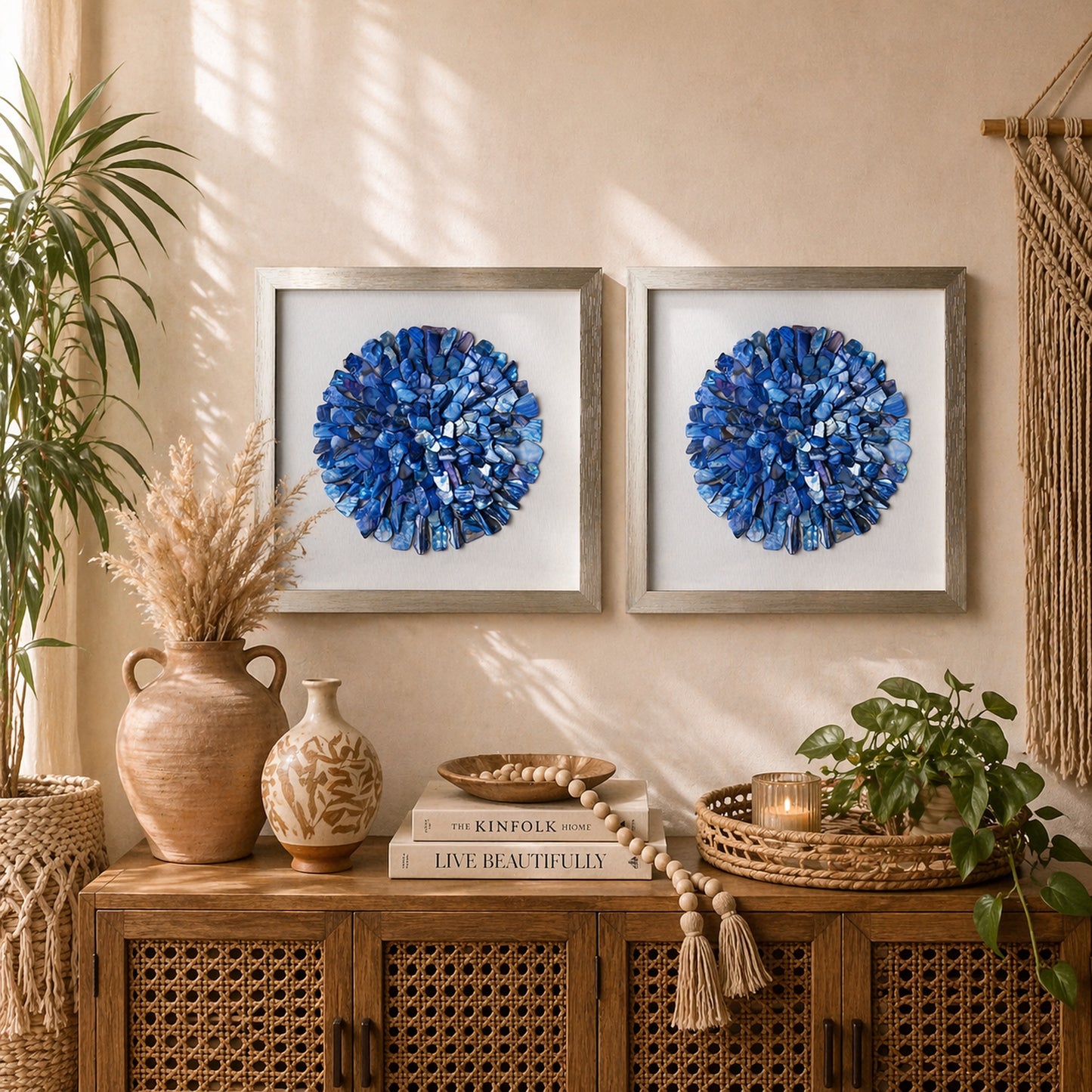 Ocean Blues Framed Seashell Wall Decor