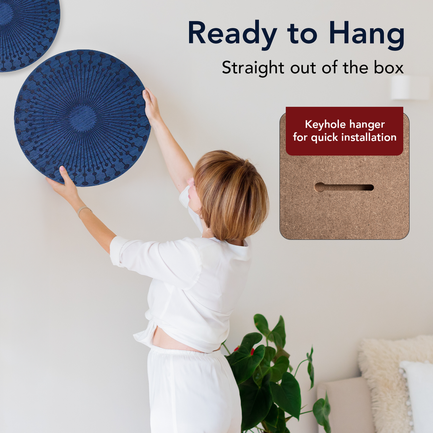 Indigo Sunburst Carved Wall Plaques - 3 Piece Set