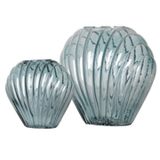 Sea Scallops Azure Glass Vase Set