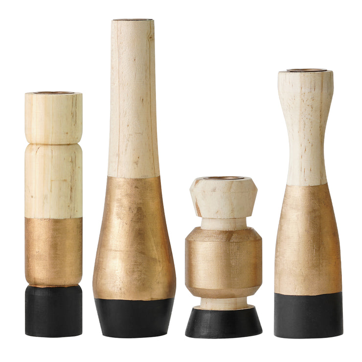 Midnight Fire 4-Piece Wood Candle Holder Set