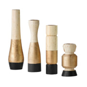 Midnight Fire 4-Piece Wood Candle Holder Set