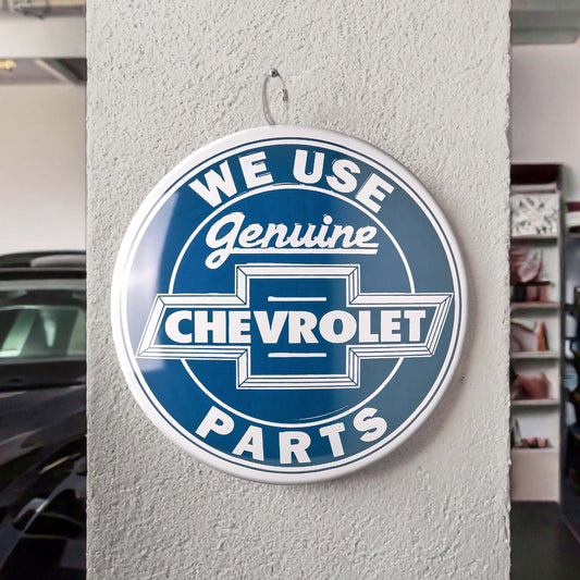 Genuine Chevrolet Parts Round Dome Metal Sign - 15"