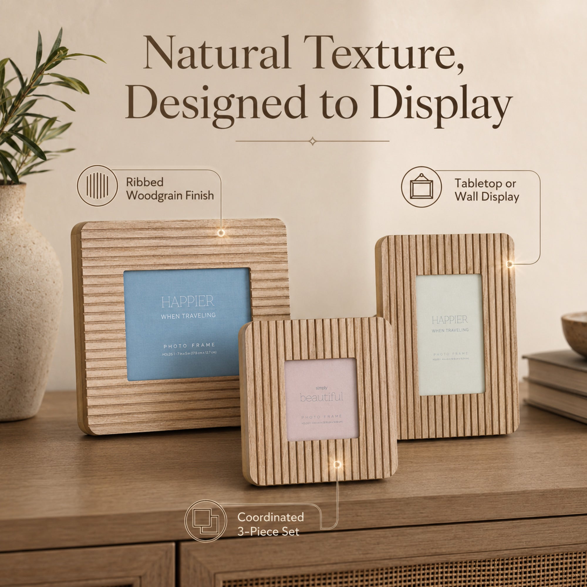 Triptych of Memories 3-Piece Box Top Photo Frame Set