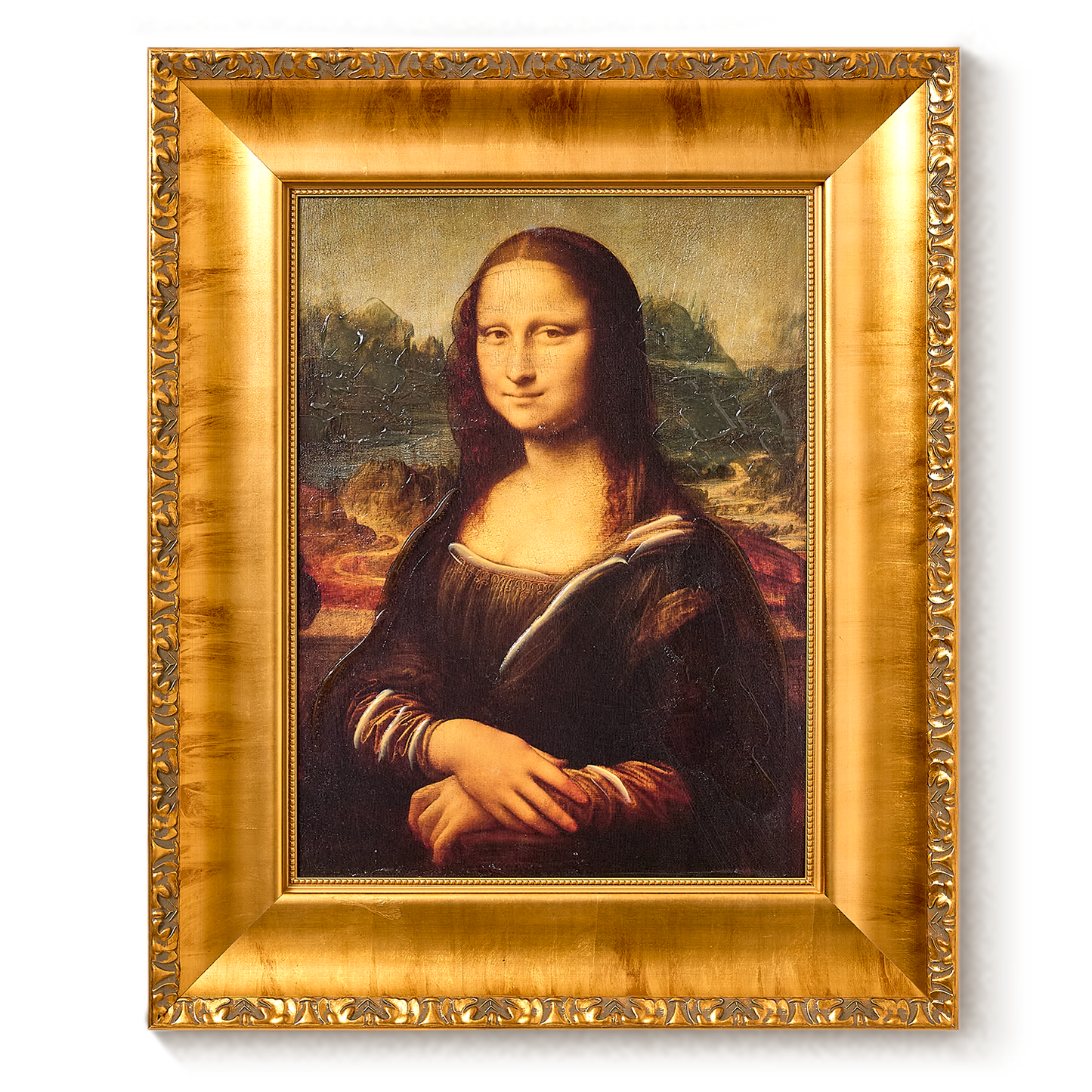 Ornate Framed Mona Lisa Canvas Print by Leonardo da Vinci 18.5" x 22.25"