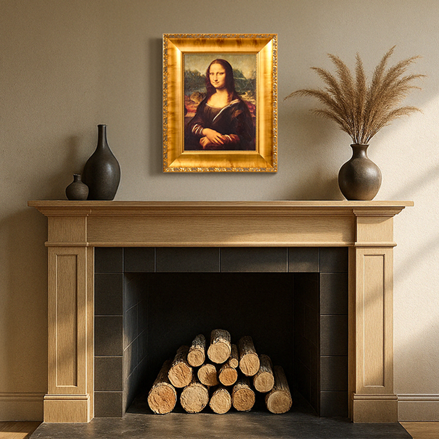 Ornate Framed Mona Lisa Canvas Print by Leonardo da Vinci 18.5" x 22.25"
