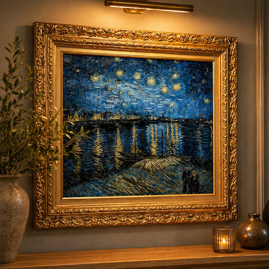 Ornate Framed Starry Night Over the Rhone Canvas Print by Vincent van Gogh 31.75" x 27.62"