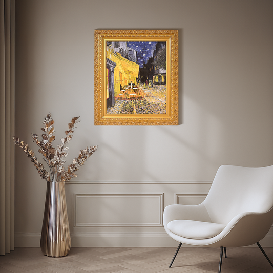Ornate Framed Cafe Terrace at Night Canvas Print by Vincent van Gogh 28" x 31.75"