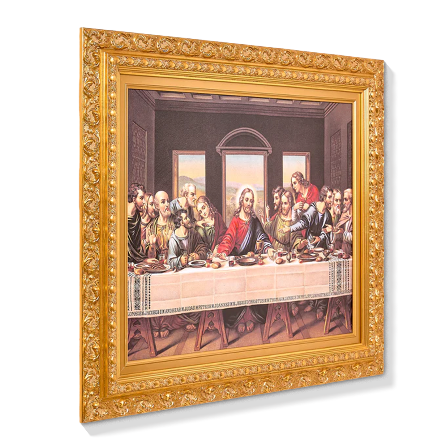 Ornate Framed The Last Supper Canvas Print by Leonardo da Vinci 31.5" x 27.62"