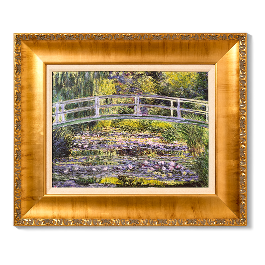 Ornate Framed Water Lilies and Japanese Bridge Canvas Print by Claude Monet 22.75" x 18.75"