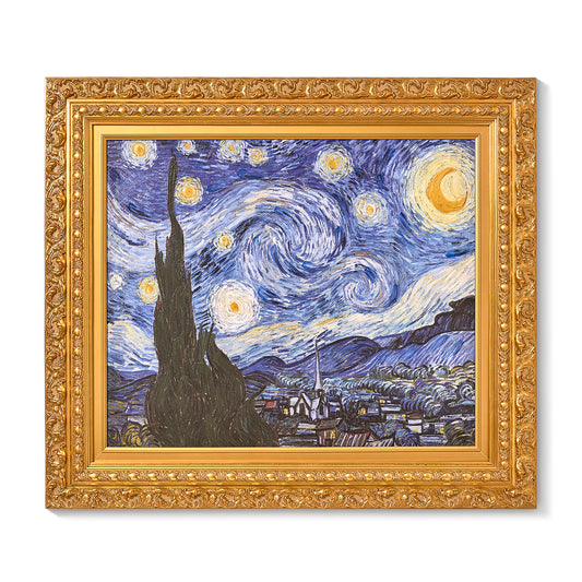 Ornate Framed Starry Night Canvas Print by Vincent van Gogh 27.75" x 31.5"