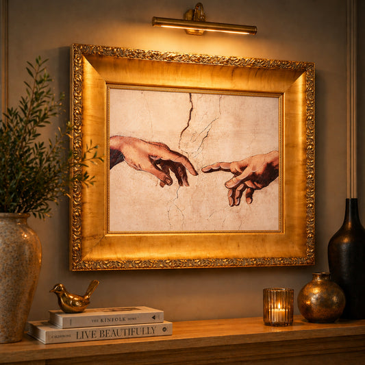 Ornate Framed Creation of Adam Canvas Print by Michelangelo 30.62" x 26.75"