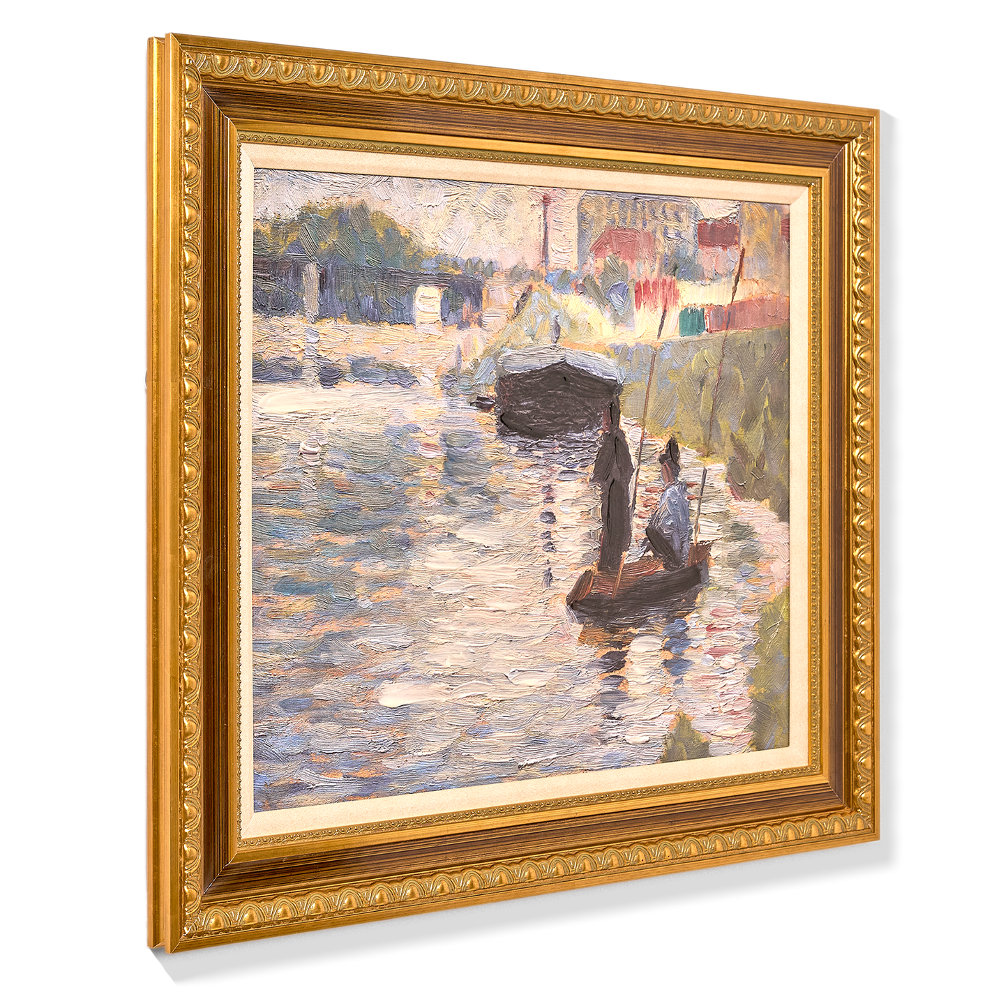 Ornate Framed View of the Siene Canvas Print by Georges Seurat 30.75" x 26.75"