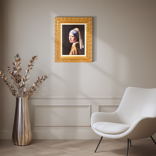 Ornate Framed Girl with a Pearl Earring Canvas Print by Johannes Vermeer 19.25" x 23.25"
