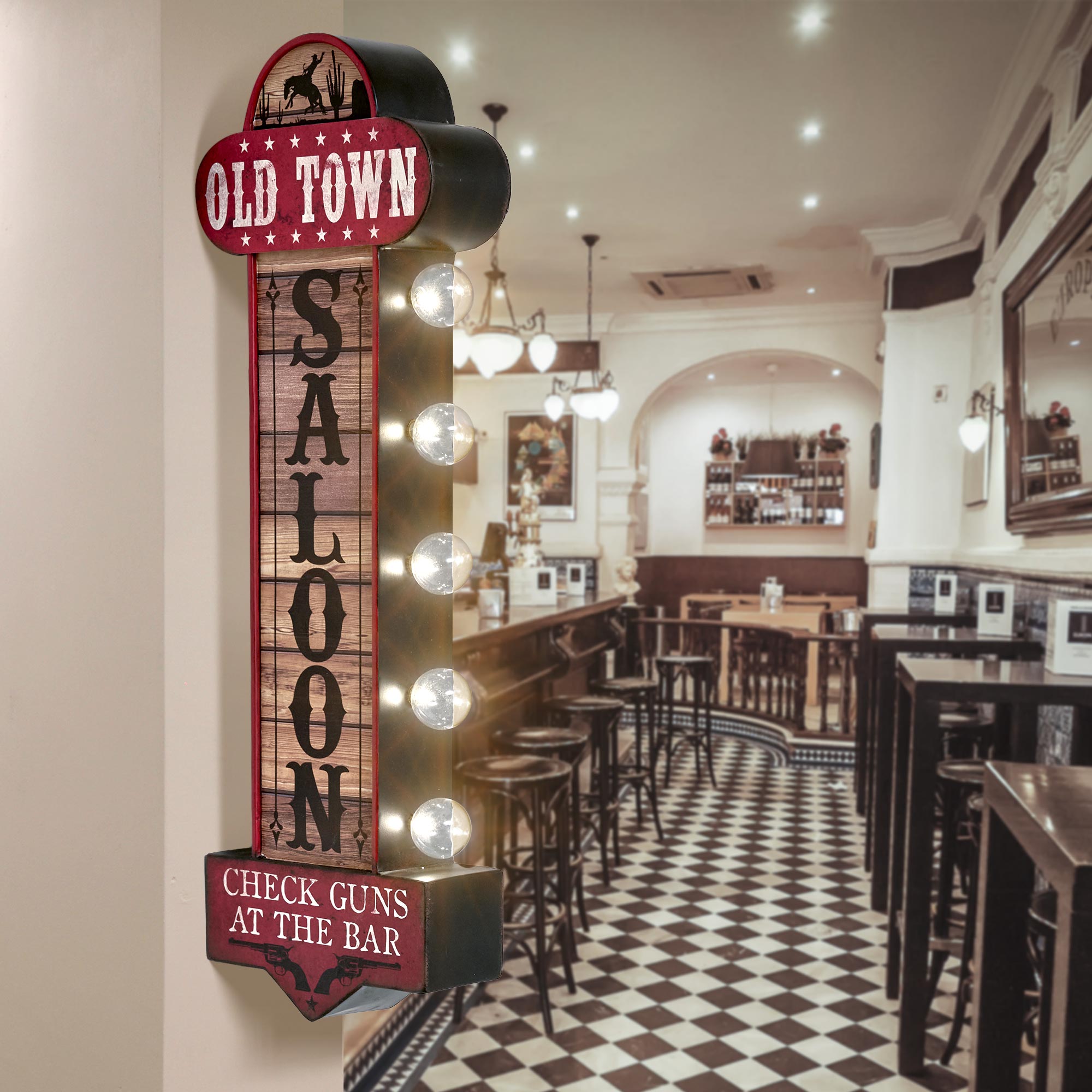 Old Town Metal LED Marquee Sign | AmericanArtDecor.com