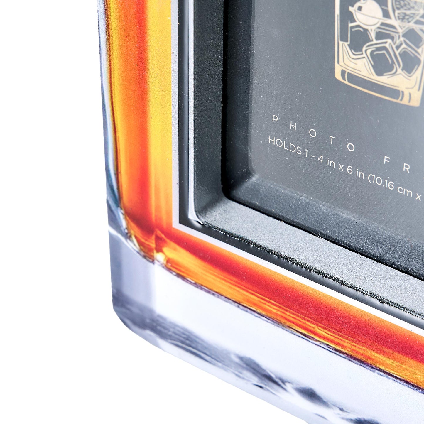 Whiskey Bottle and Glass Tumbler Photo Frame, 2 Piece Set