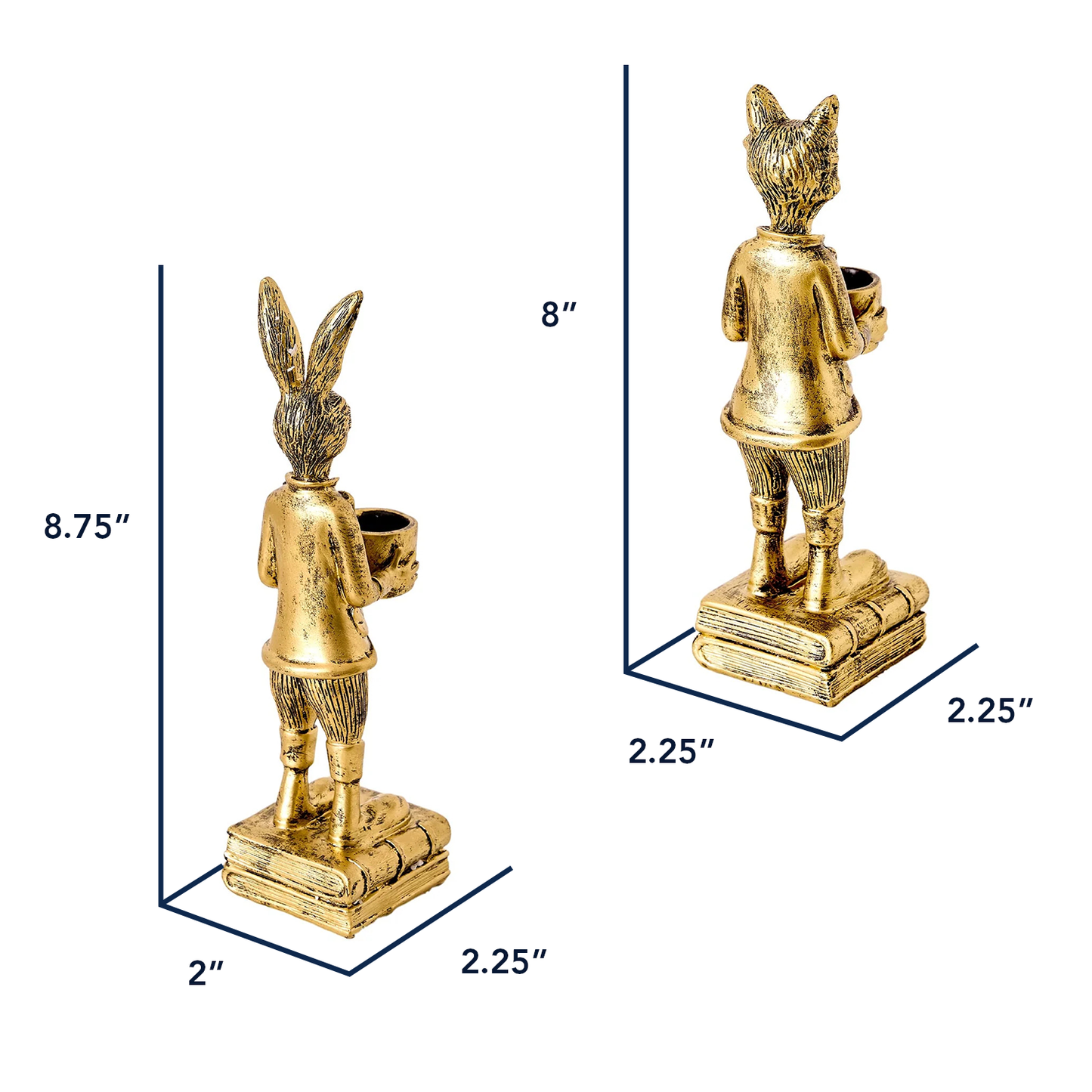 The Fox and Rabbit Gold Resin Tabletop Bar Decor