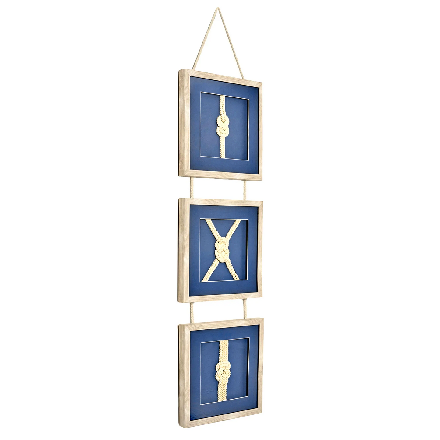 Naut Shore Framed Nautical Knots Vertical Hanging Wall Decor - 53" x 13"