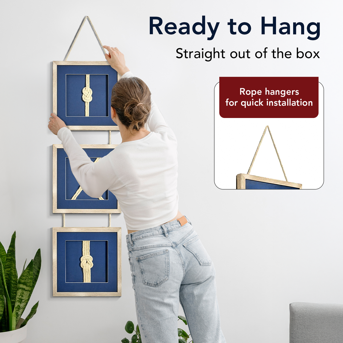 Naut Shore Framed Nautical Knots Vertical Hanging Wall Decor - 53" x 13"