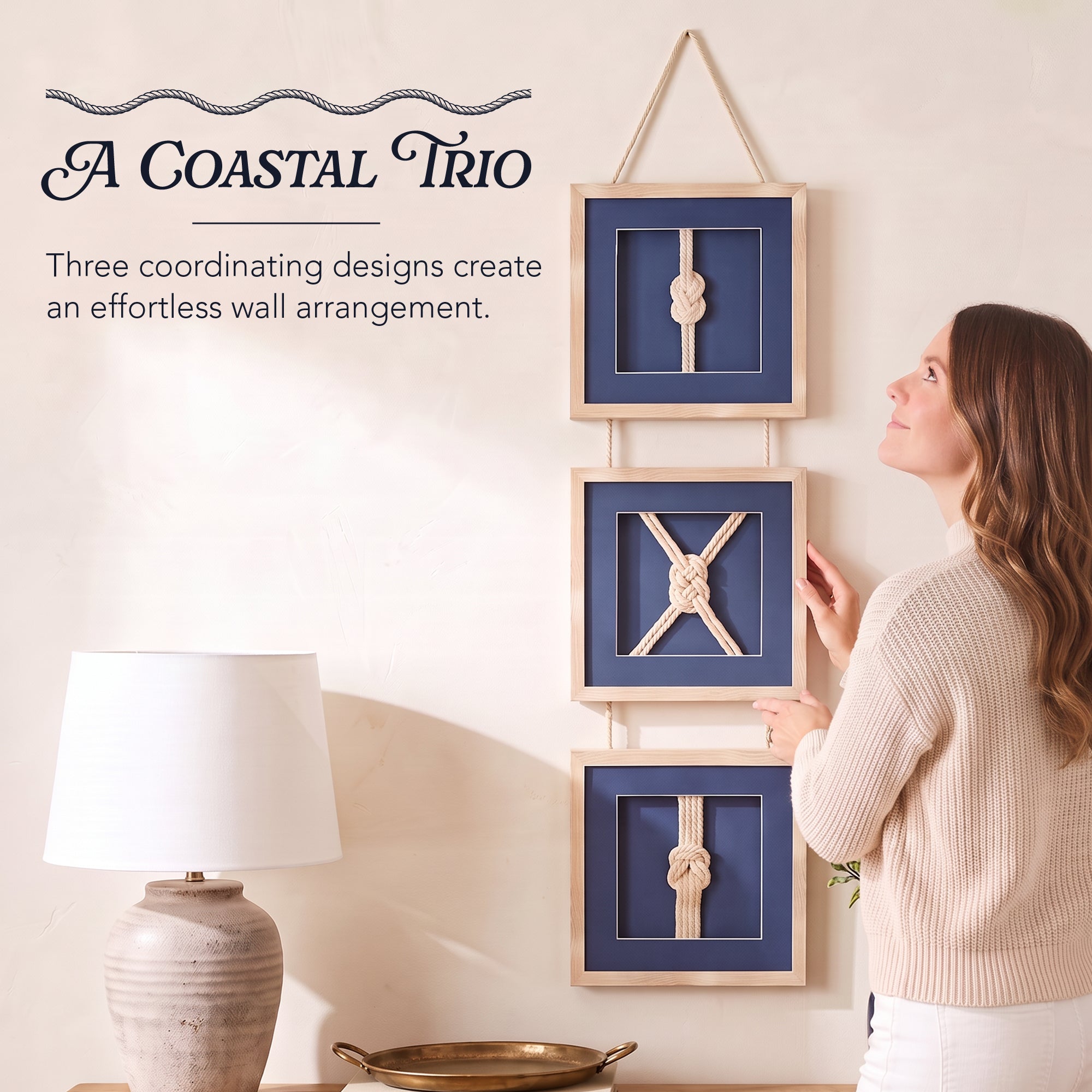 Naut Shore Framed Nautical Knots Vertical Hanging Wall Decor - 53