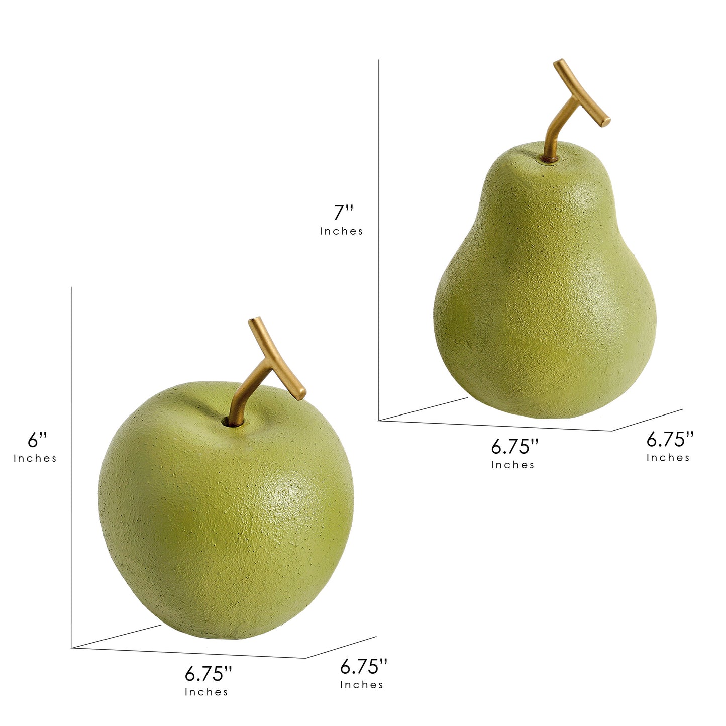 Resin Apple And Pear Fruit Tabletop Decor, Set Of 2