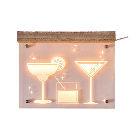 Tipsy Wall Decor with Purple LED Featuring Drinks