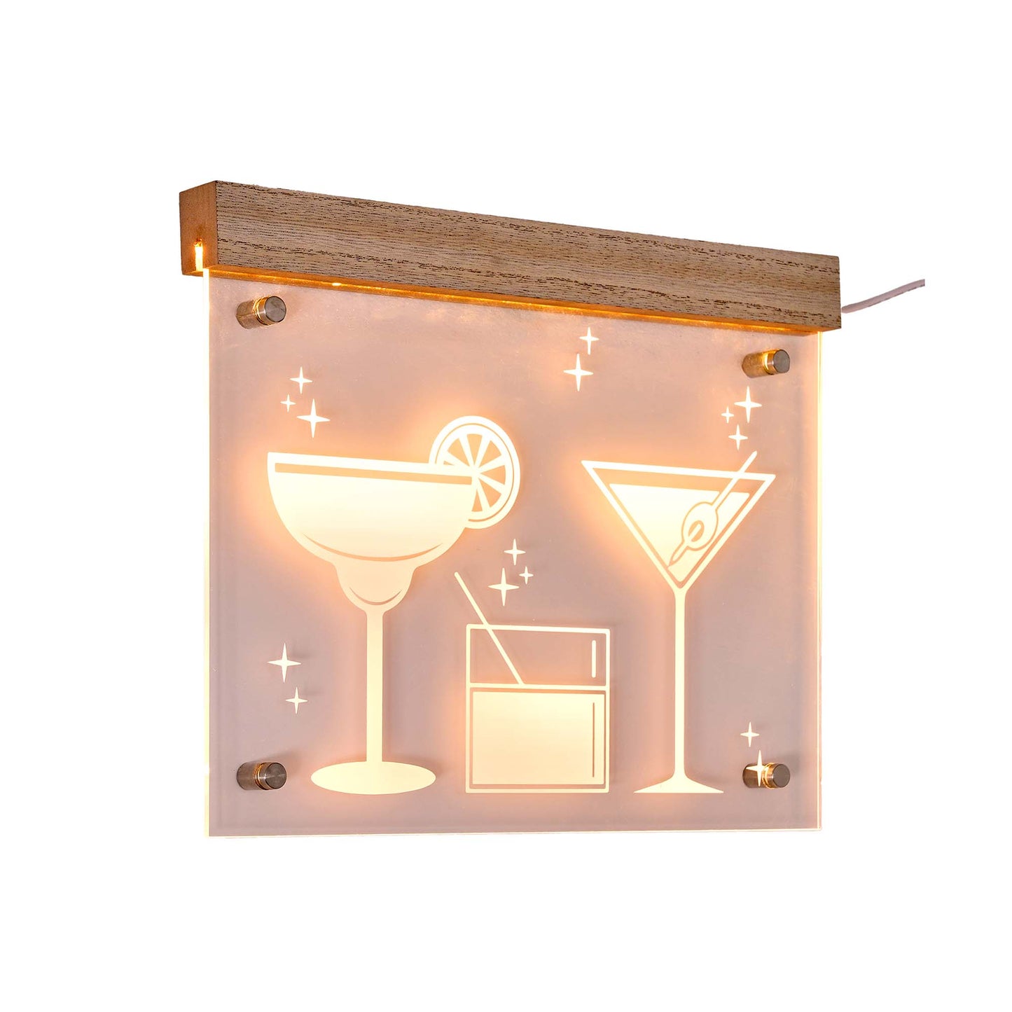 Tipsy Wall Decor with Purple LED Featuring Drinks