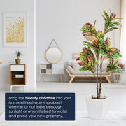 Artificial Croton Tree in White Square Ceramic Pot - 48" - Botanica Home&trade;