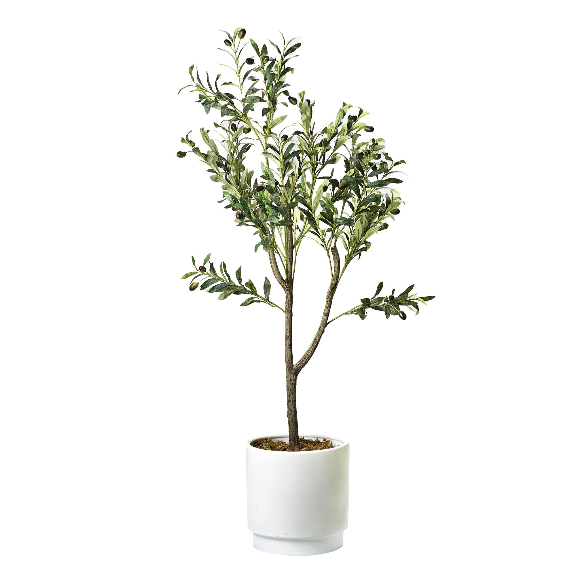 Artificial Olive Tree in White Ceramic Pot with Pedestal - 48