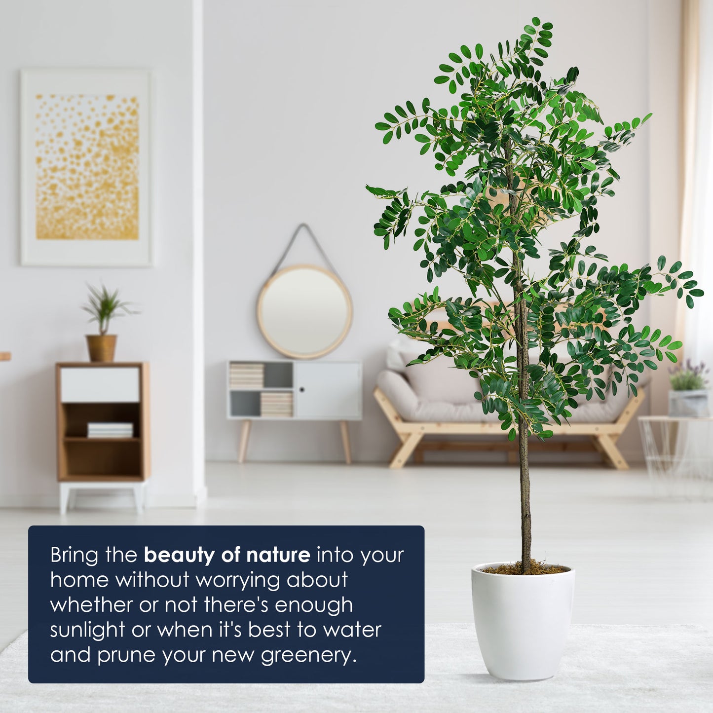 Artificial Sorbus Tree in White Tapered Pot - 60" - Botanica Home ™