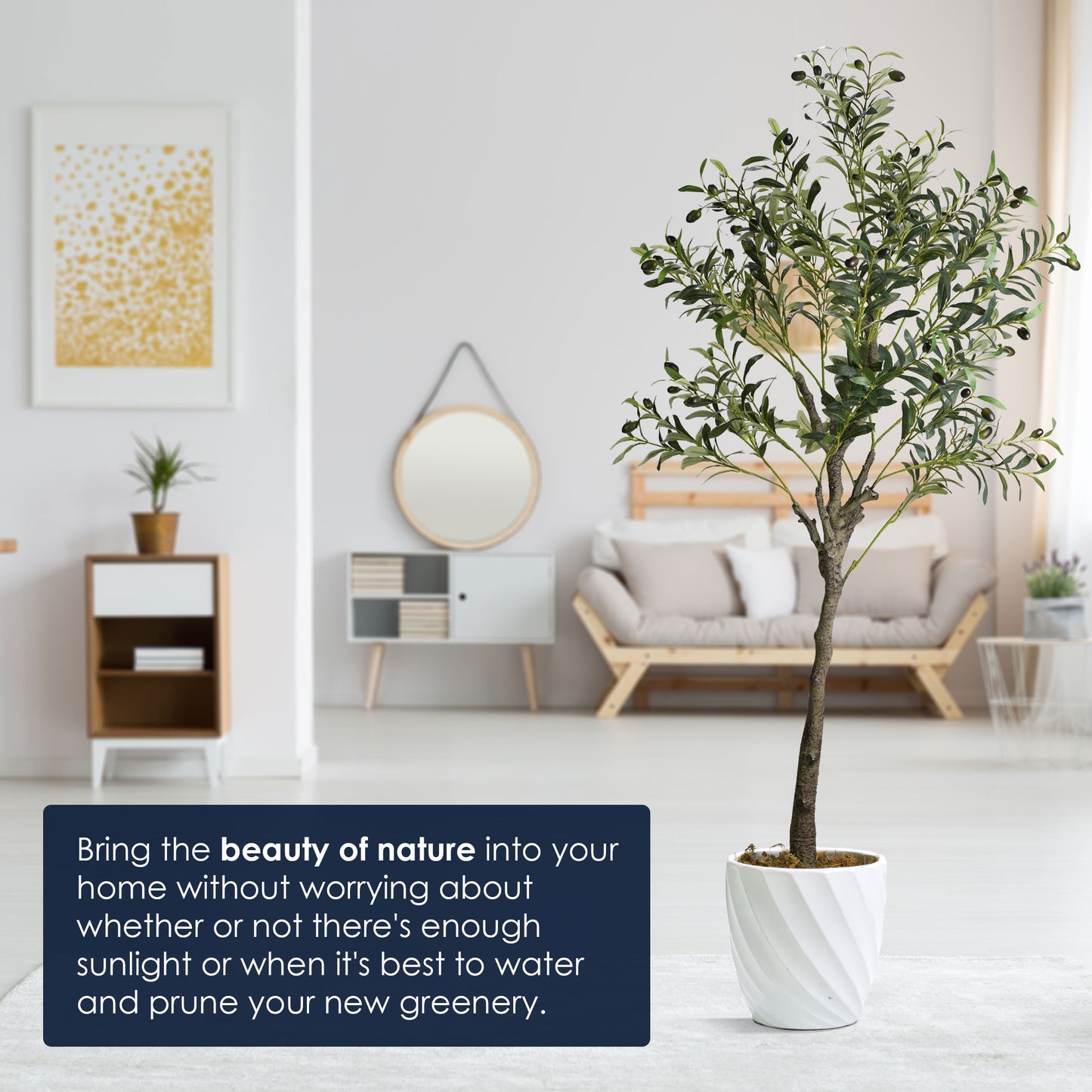 Artificial Olive Tree in White Ceramic Testured Pot - 60" - Botanica Home ™