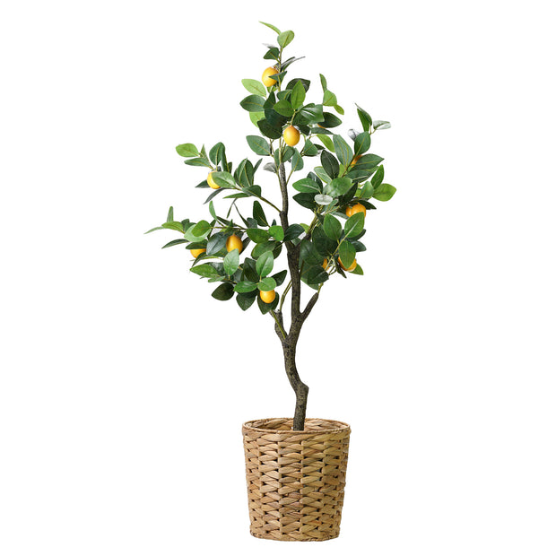 Artificial Lemon Tree in Water Hyacinth Woven Basket - 48" - Botanica Home&trade;