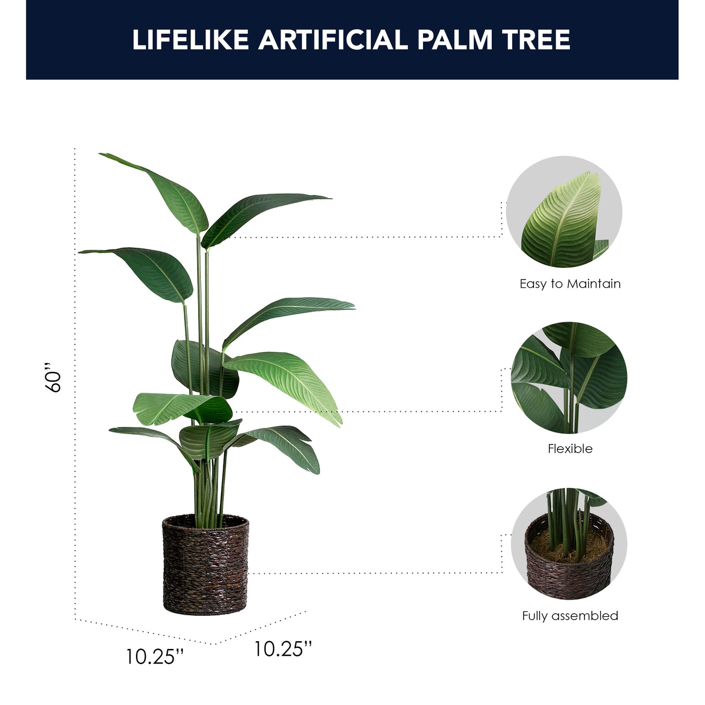 Artificial Banana Palm Tree in Water Hyacinth Woven Basket - 60" - Botanica Home ™