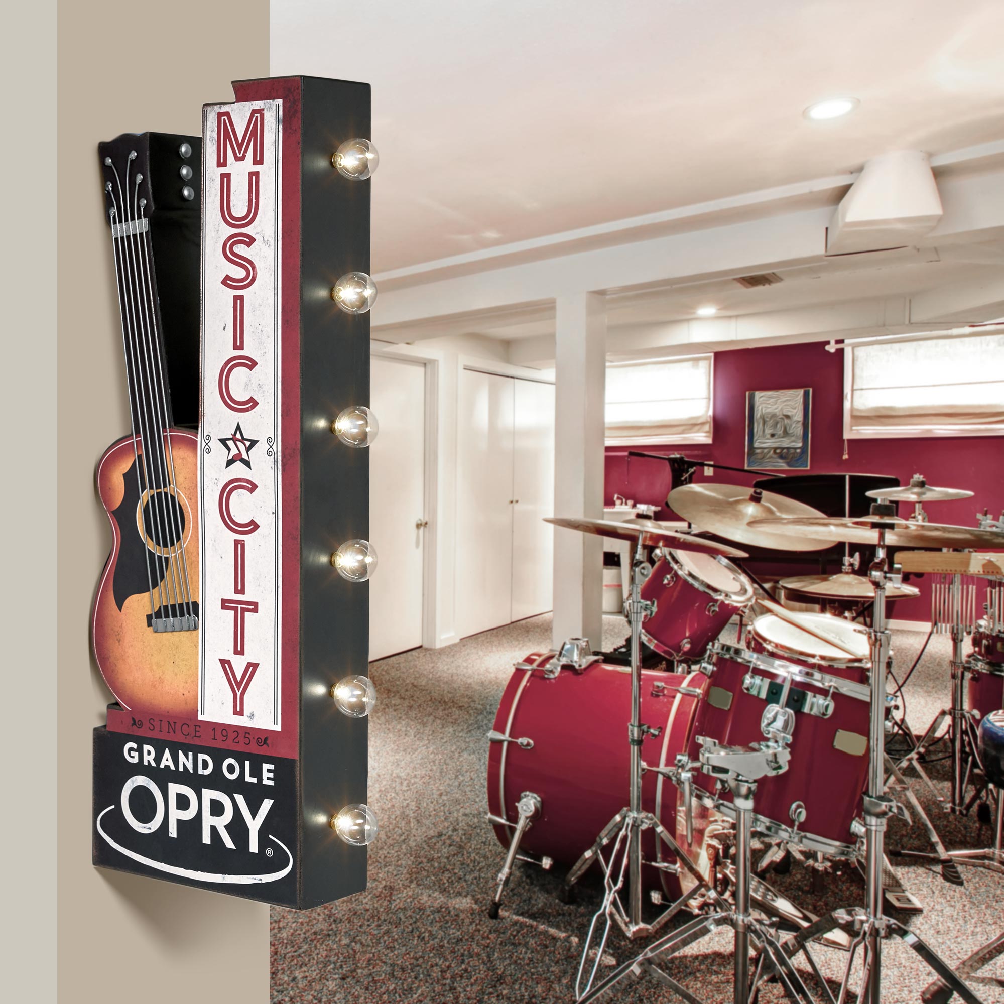 Grand Ole Opry Music City Vintage LED Marquee Sign Wall Decor 12.4