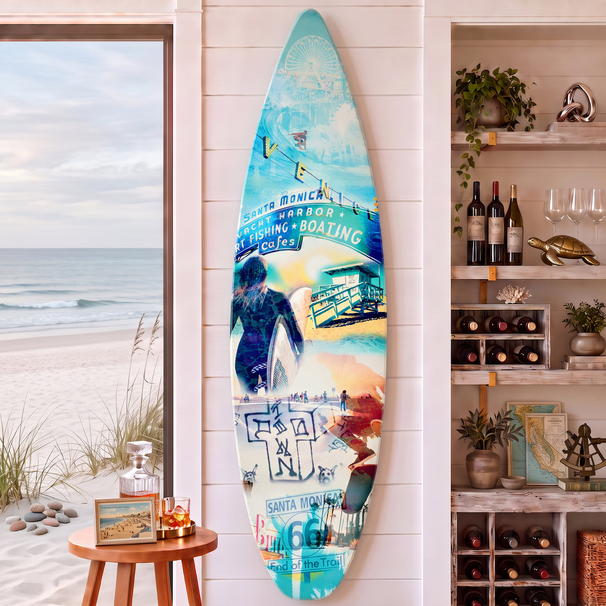 Dogtown Collage Surfboard Plaque Wall Sign
