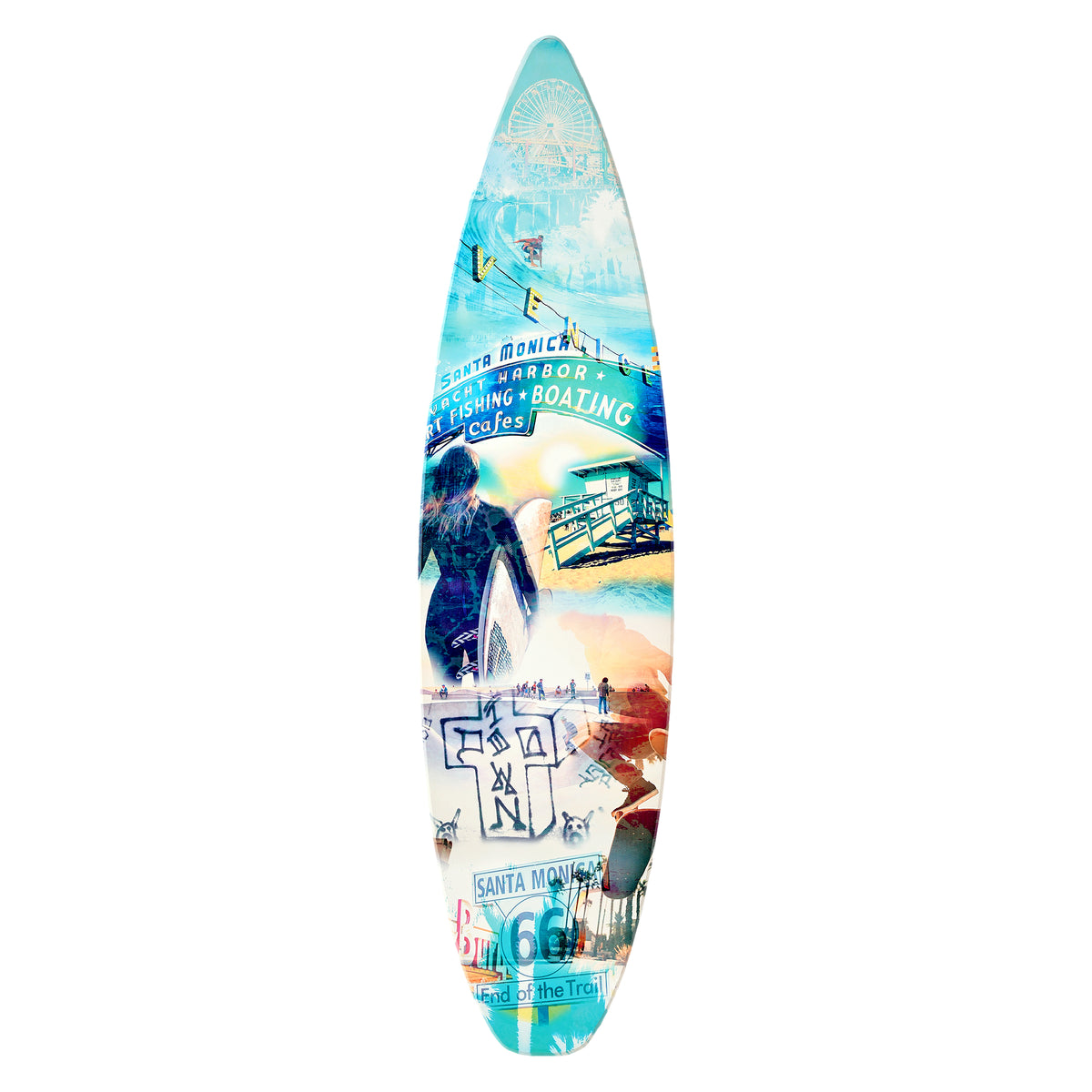 Dogtown Collage Surfboard Plaque Wall Sign