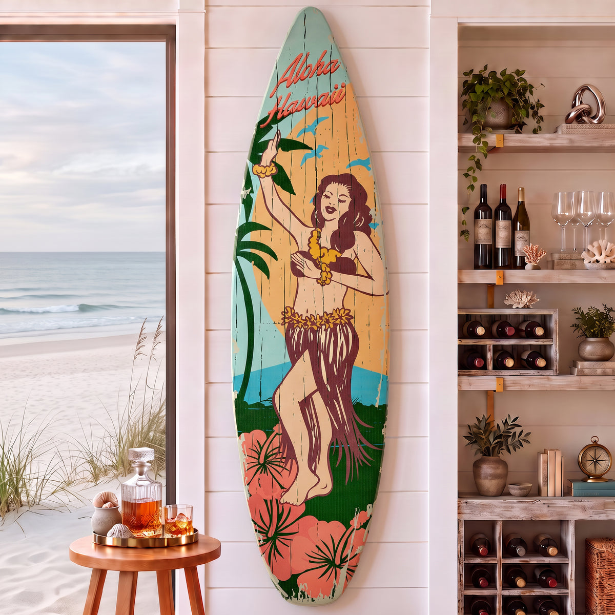 Aloha Hawaii Surfboard Plaque Wall Sign