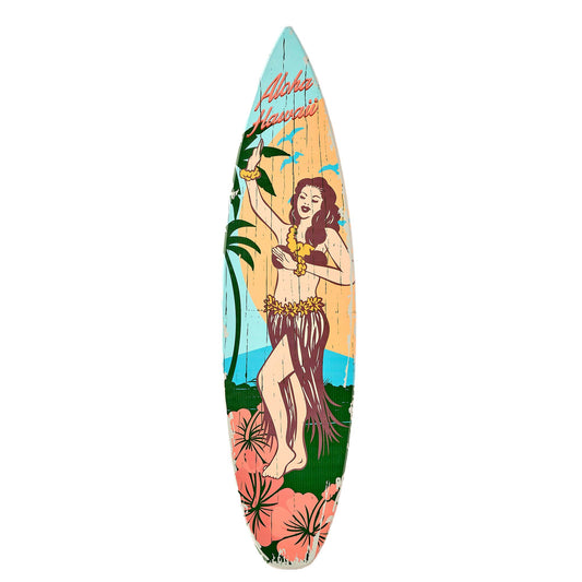 Aloha Hawaii Surfboard Plaque Wall Sign 60" x 15"