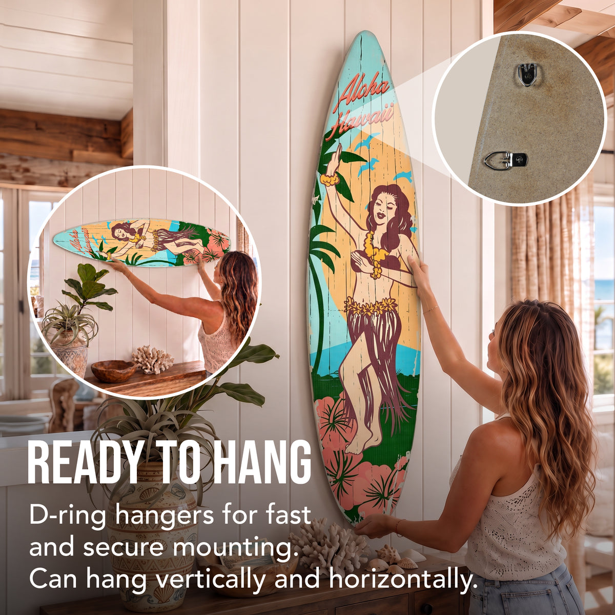 Aloha Hawaii Surfboard Plaque Wall Sign