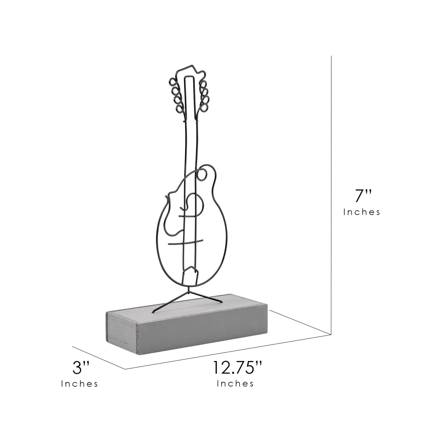 Grand Ole Opry Wire Guitar Tabletop Sculpture with Wooden Base