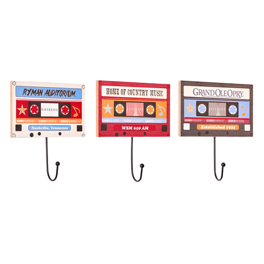 Grand Ole Opry Wooden Cassette Tape Wall Hook Set