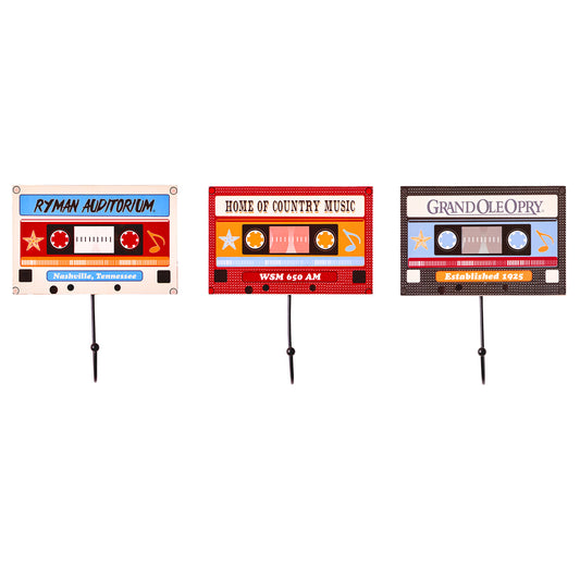Grand Ole Opry Wooden Cassette Tape Wall Hook Set