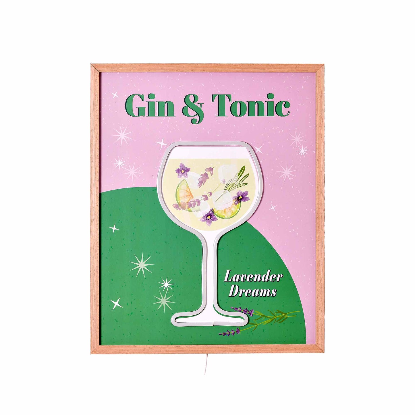 Tipsy Gin & Tonic Framed LED Lavender Dreams Wall Decor